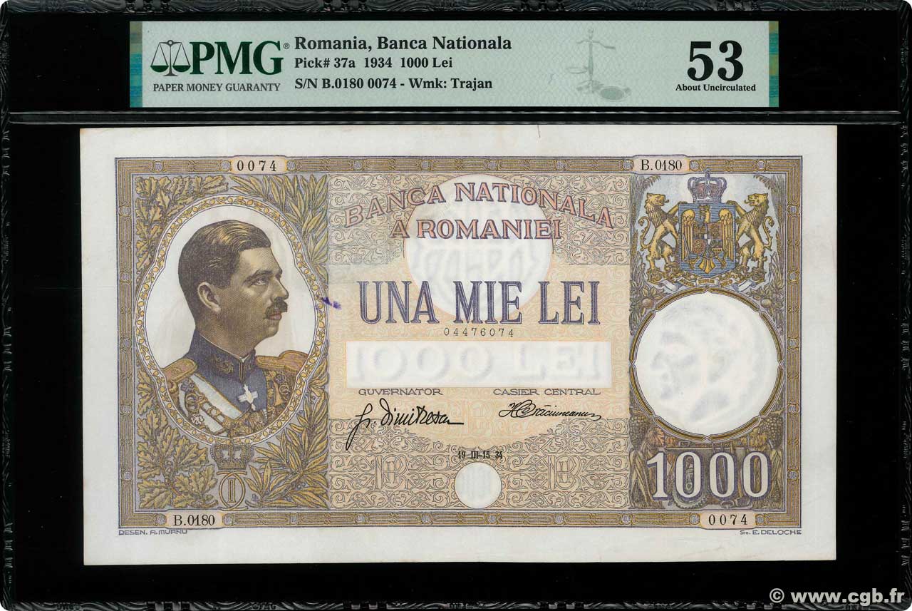 1000 Lei ROMANIA  1934 P.037a SPL+