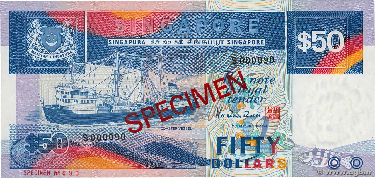 50 Dollars Spécimen SINGAPORE  1987 P.22as UNC-