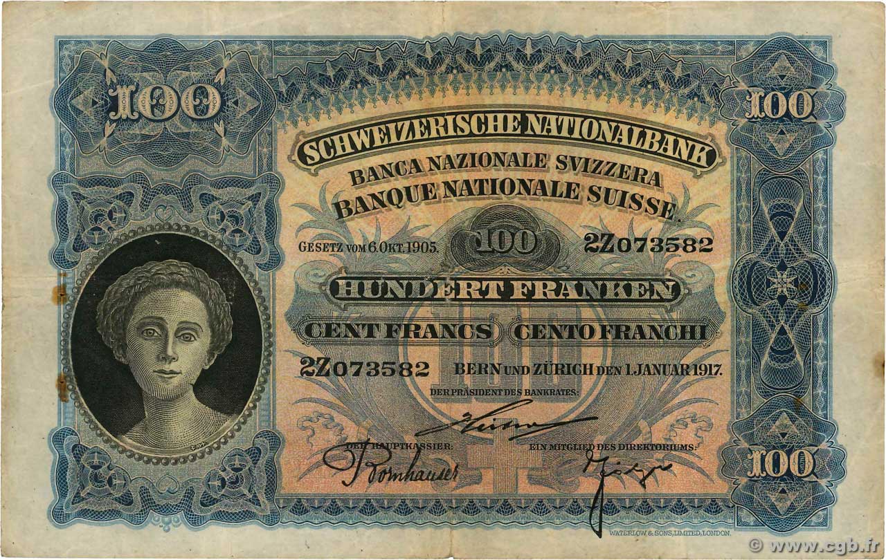 100 Francs SUISSE  1917 P.06c S