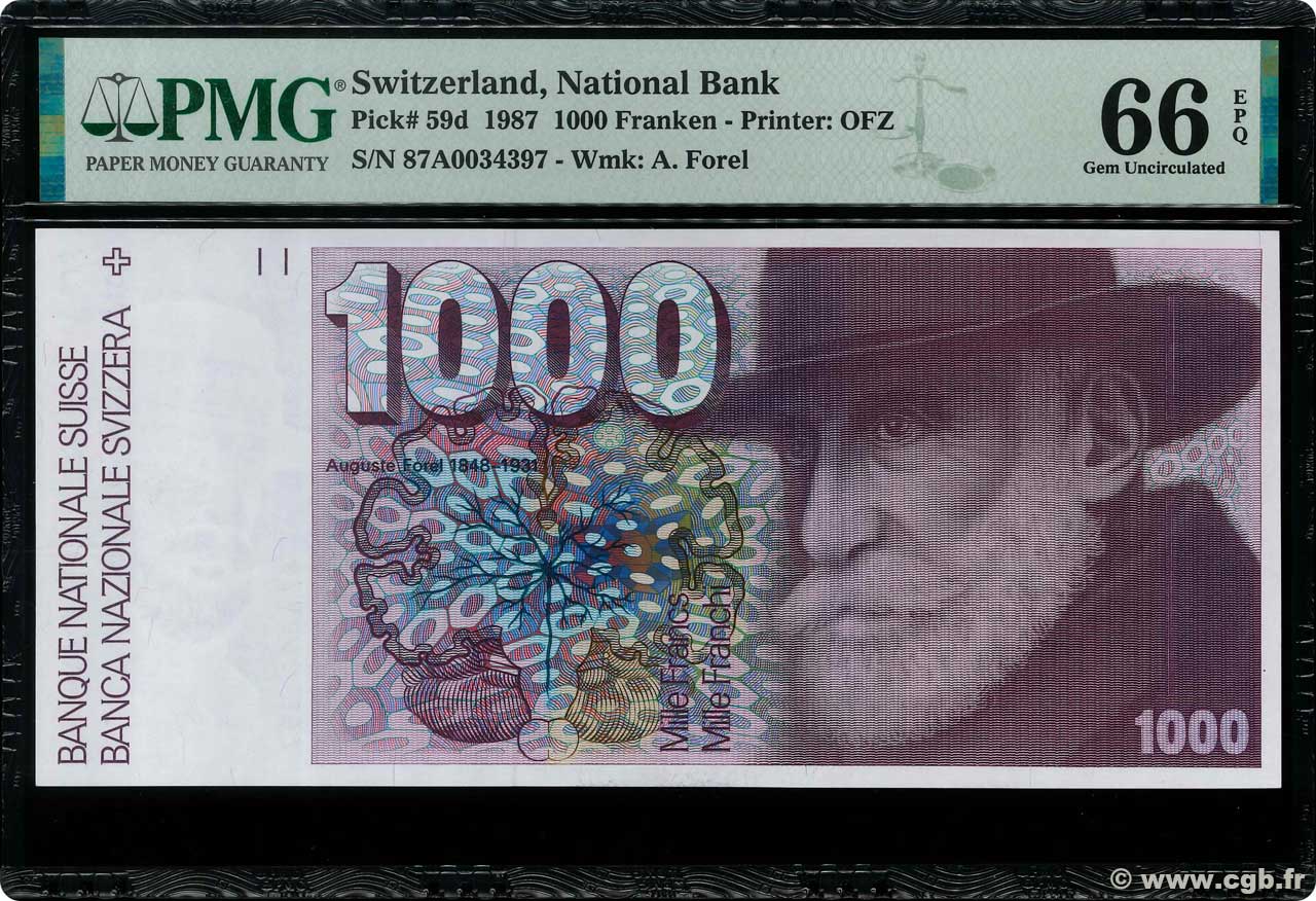 1000 Francs SWITZERLAND  1987 P.59b UNC