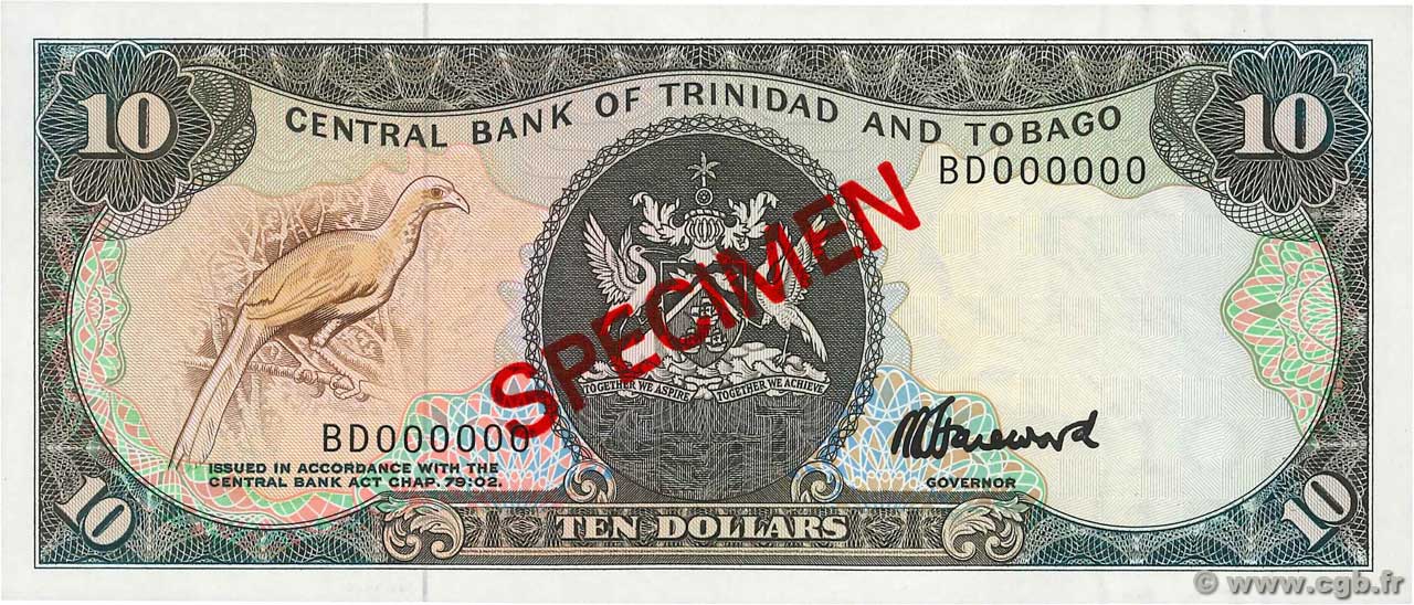 10 Dollars Spécimen TRINIDAD and TOBAGO  1985 P.38cs UNC