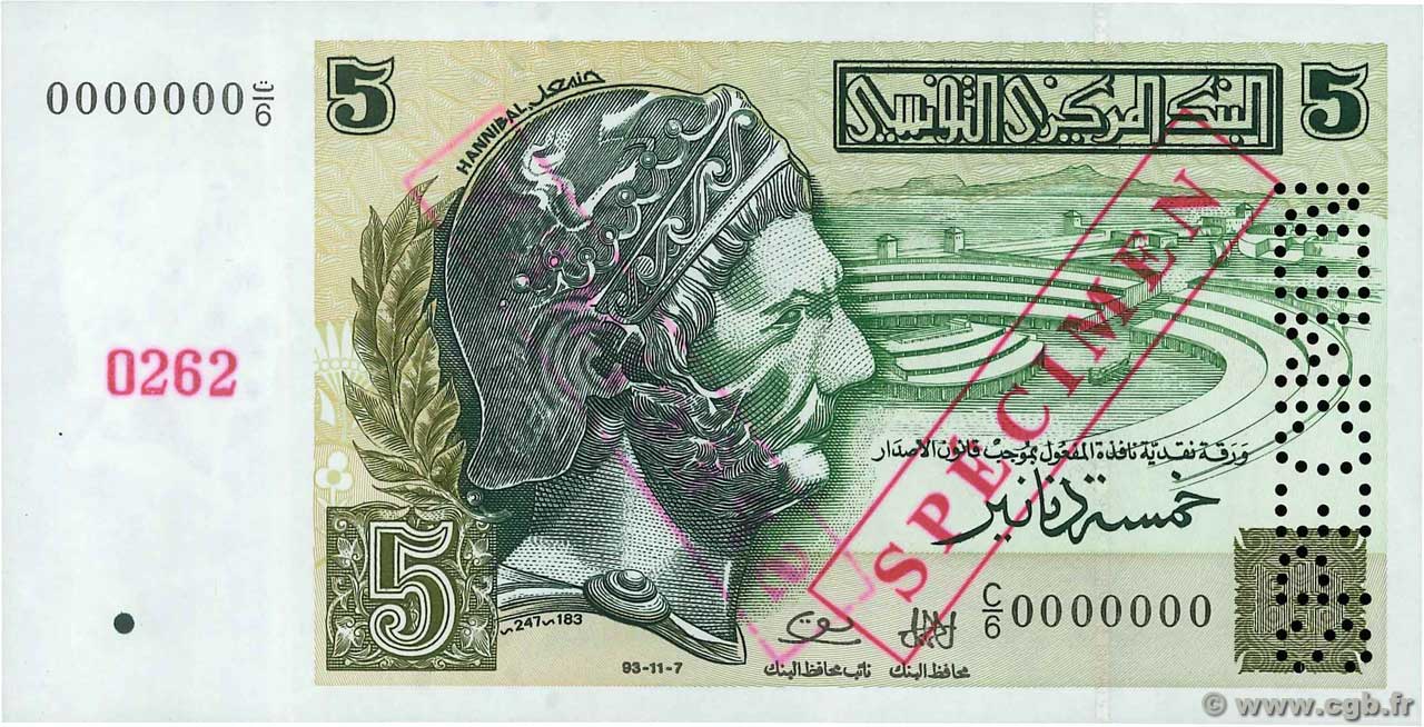 5 Dinars Spécimen TUNISIA  1993 P.86s UNC