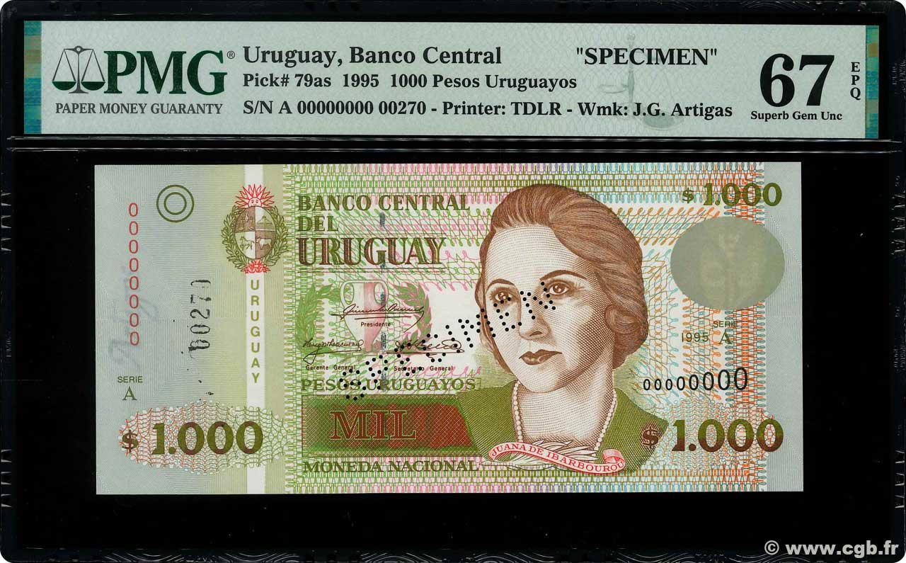 1000 Pesos Uruguayos Spécimen URUGUAY  1995 P.079s FDC