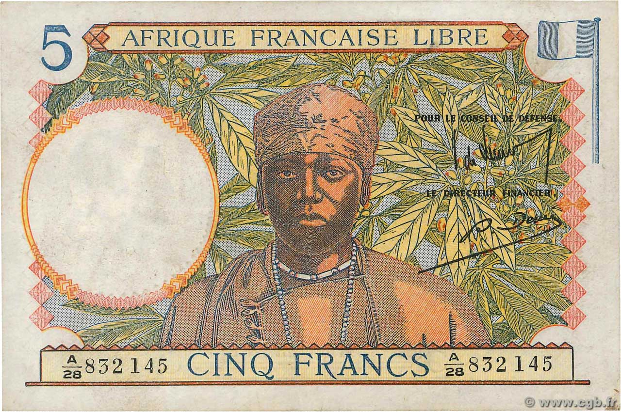 5 Francs AFRIQUE ÉQUATORIALE FRANÇAISE Brazzaville 1941 P.06a TTB