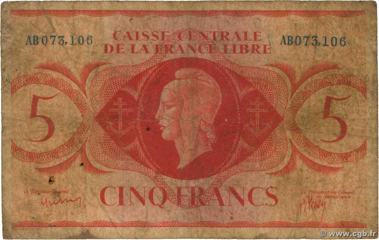 5 Francs FRENCH EQUATORIAL AFRICA Brazzaville 1944 P.10a G