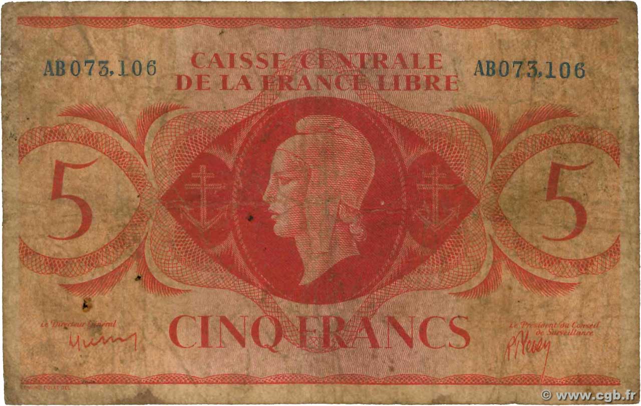 5 Francs AFRIQUE ÉQUATORIALE FRANÇAISE Brazzaville 1944 P.10a RC