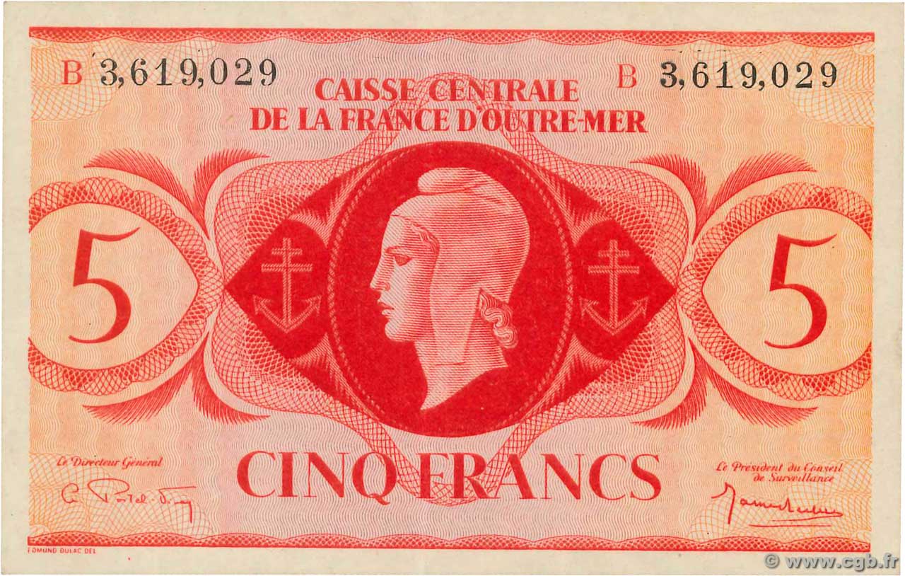 5 Francs AFRIQUE ÉQUATORIALE FRANÇAISE  1944 P.15e fST