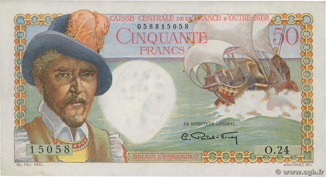 50 Francs Belain d Esnambuc AFRIQUE ÉQUATORIALE FRANÇAISE  1946 P.23 VZ