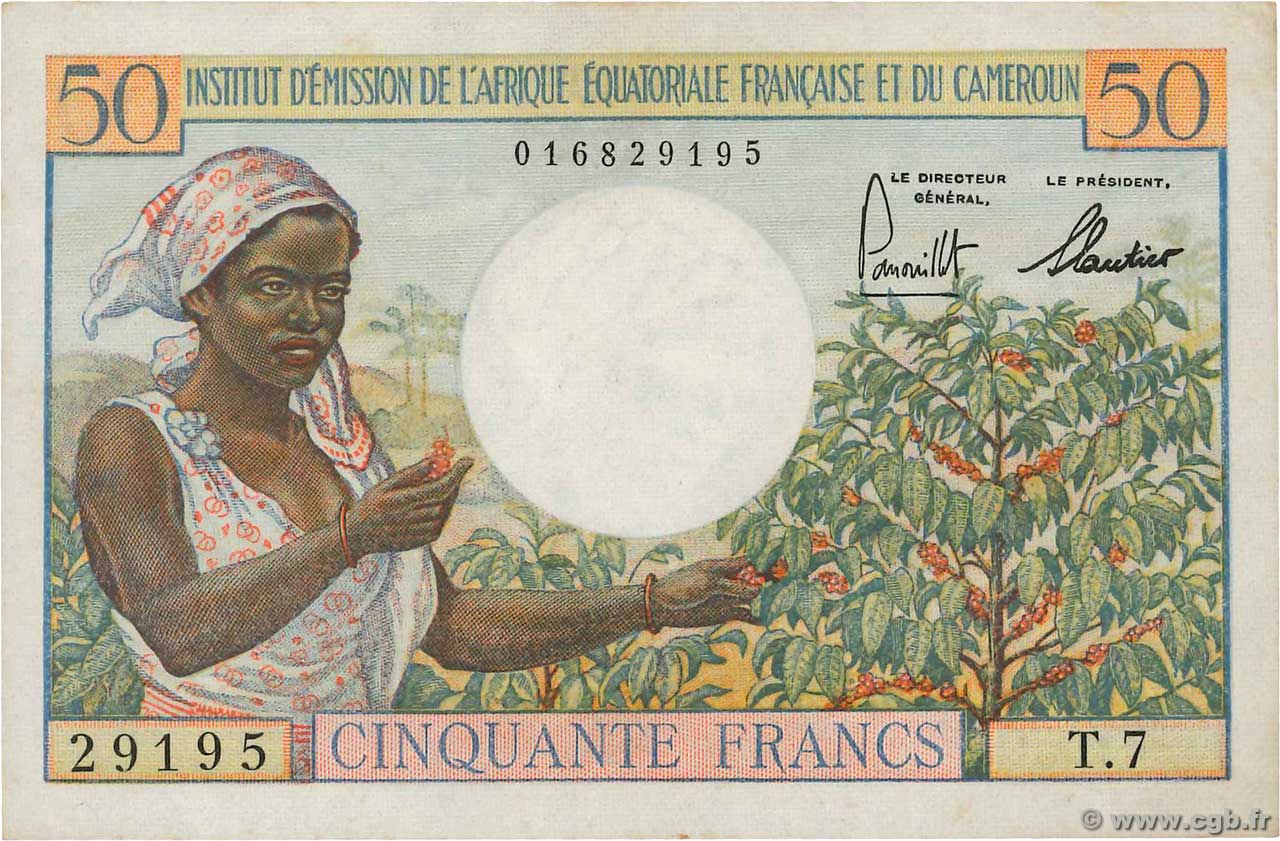 50 Francs AFRIQUE ÉQUATORIALE FRANÇAISE  1957 P.31 MBC+