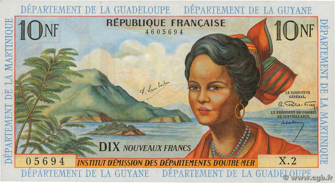 10 Nouveaux Francs FRENCH ANTILLES  1962 P.05a SC