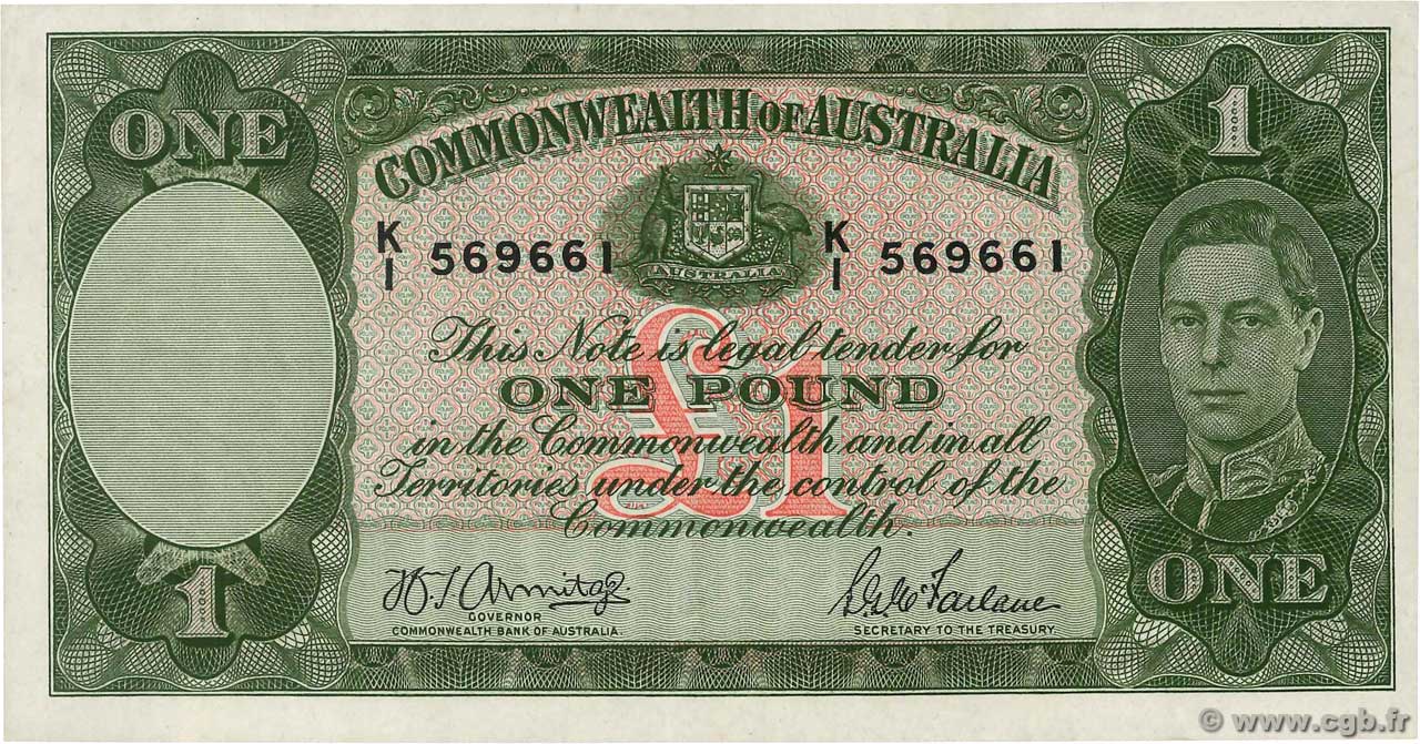 1 Pound AUSTRALIA  1942 P.26b EBC