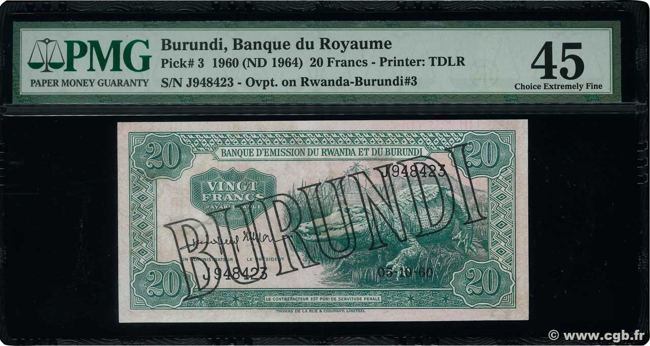 20 Francs BURUNDI  1960 P.03 SPL