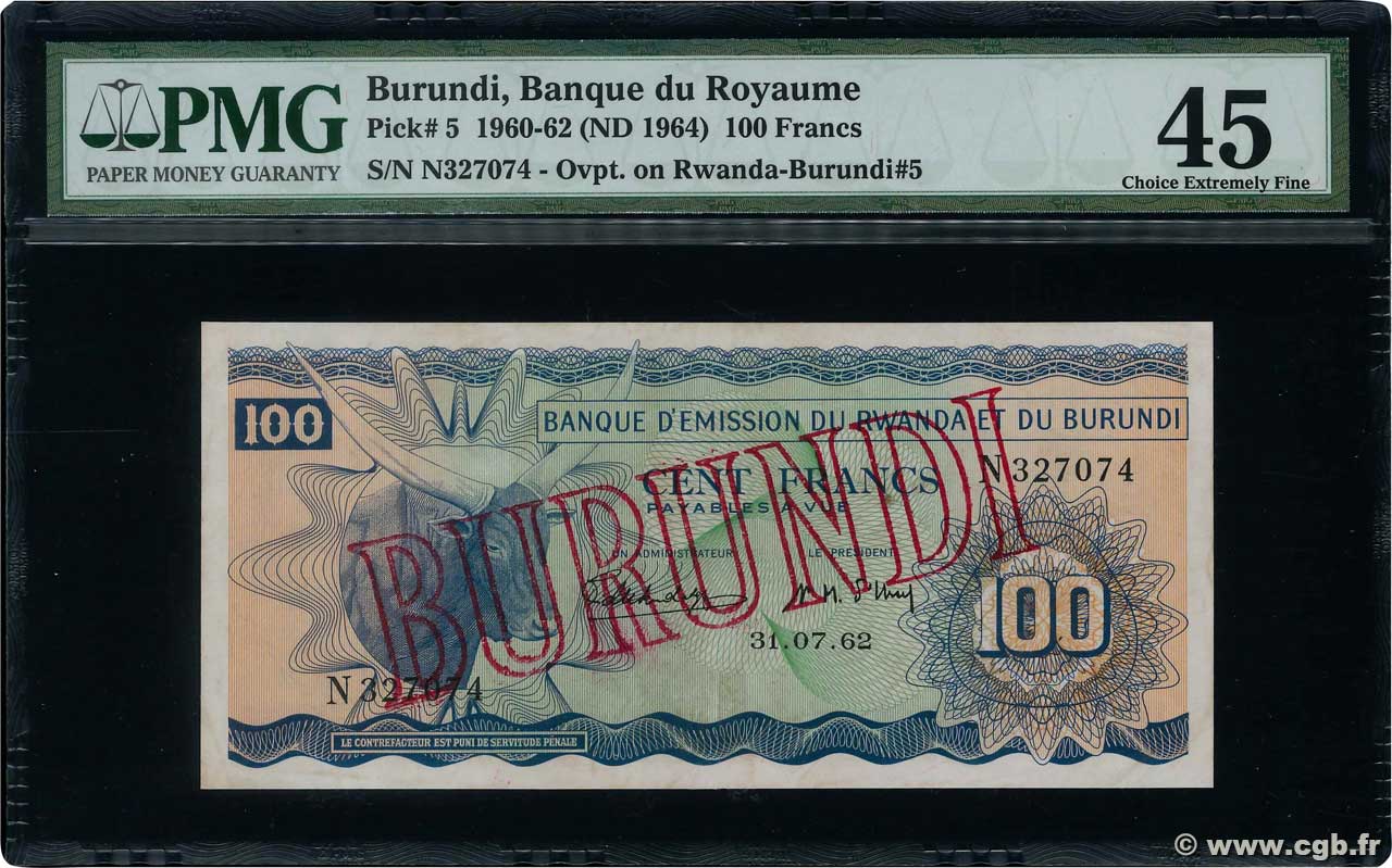 100 Francs BURUNDI  1962 P.05 SUP