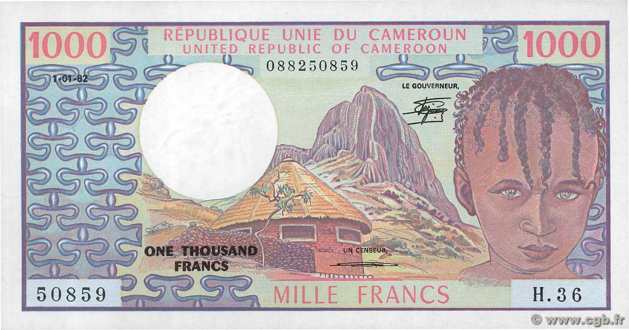 1000 Francs CAMERúN  1982 P.16d EBC+