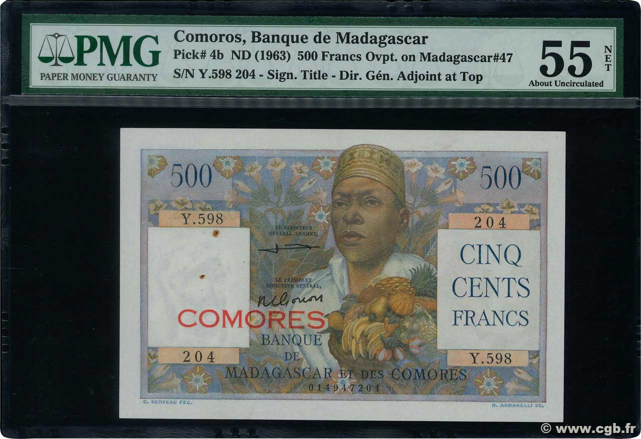 500 Francs KOMOREN  1963 P.04b fST