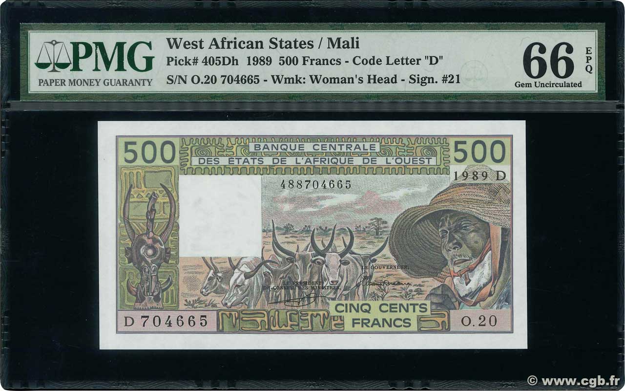 500 Francs ESTADOS DEL OESTE AFRICANO  1989 P.405Dh FDC
