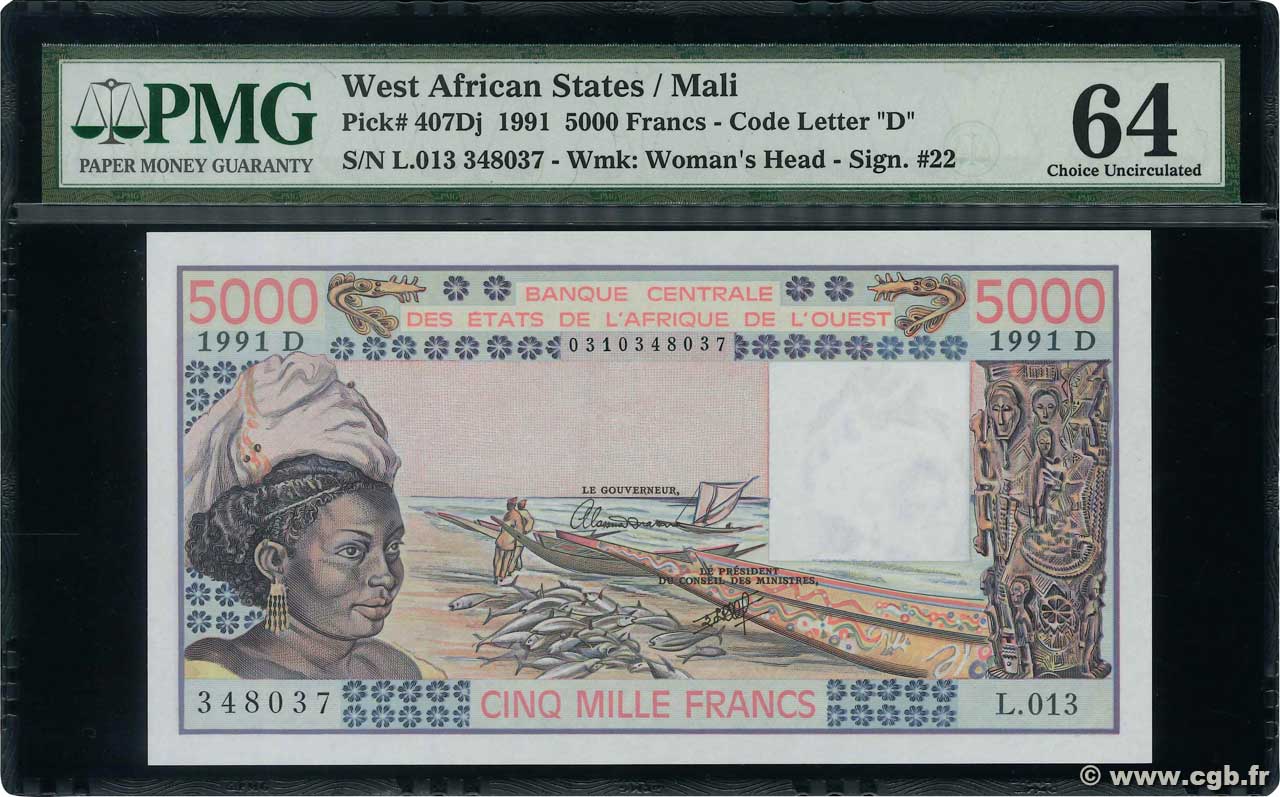 5000 WEST AFRICAN STATES  1991 P.407Dj UNC