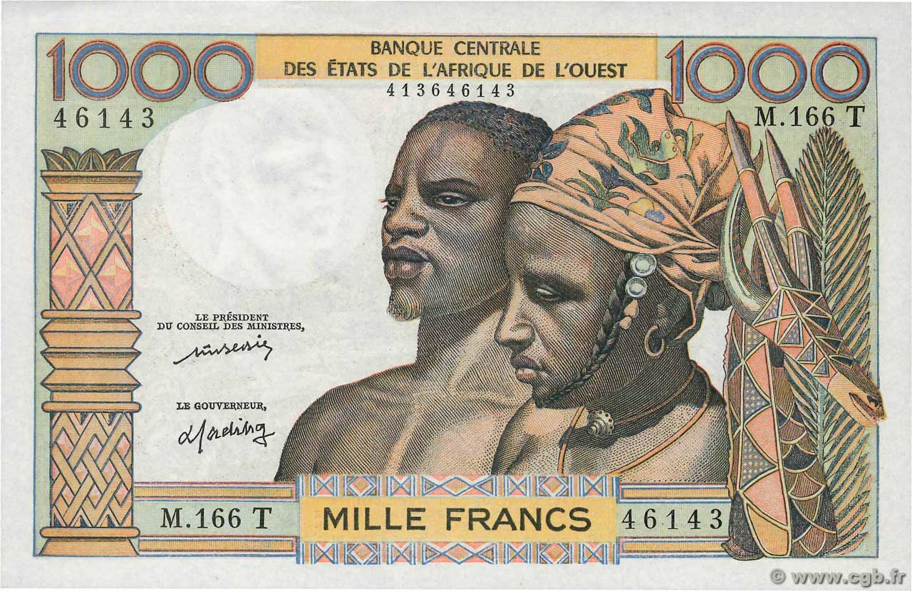 1000 Francs ÉTATS DE L AFRIQUE DE L OUEST  1977 P.803Tm SPL+