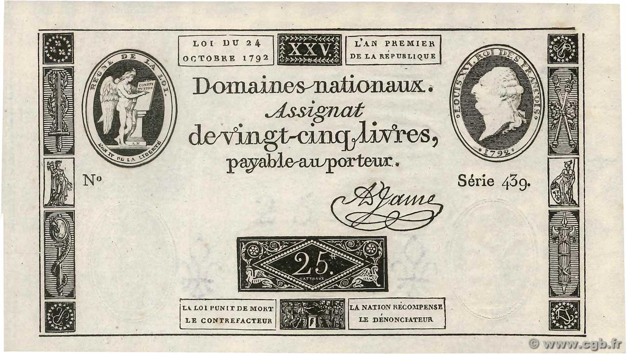 25 Livres FRANCE  1791 Ass.22a UNC-