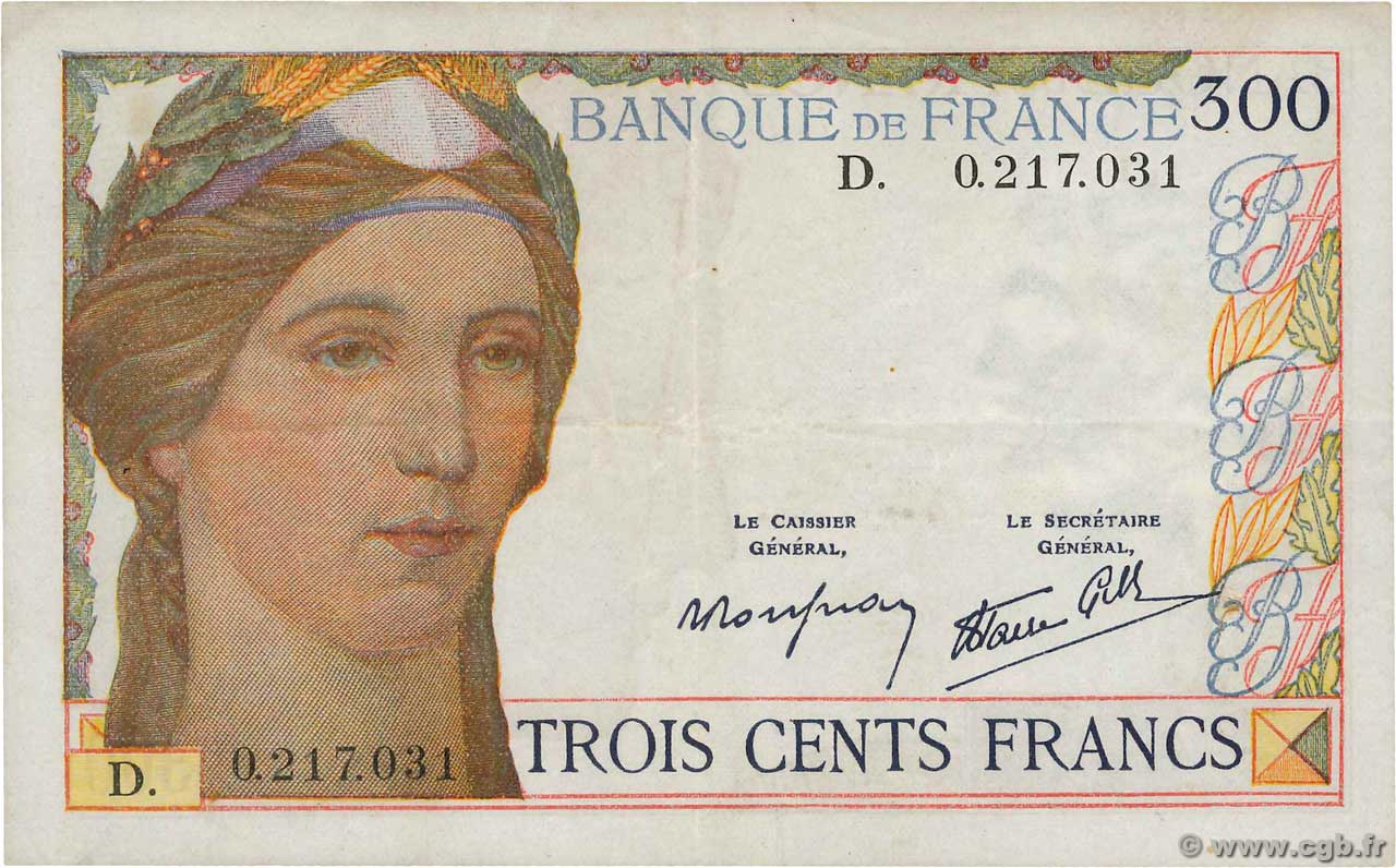 300 Francs FRANKREICH  1938 F.29.01 SS