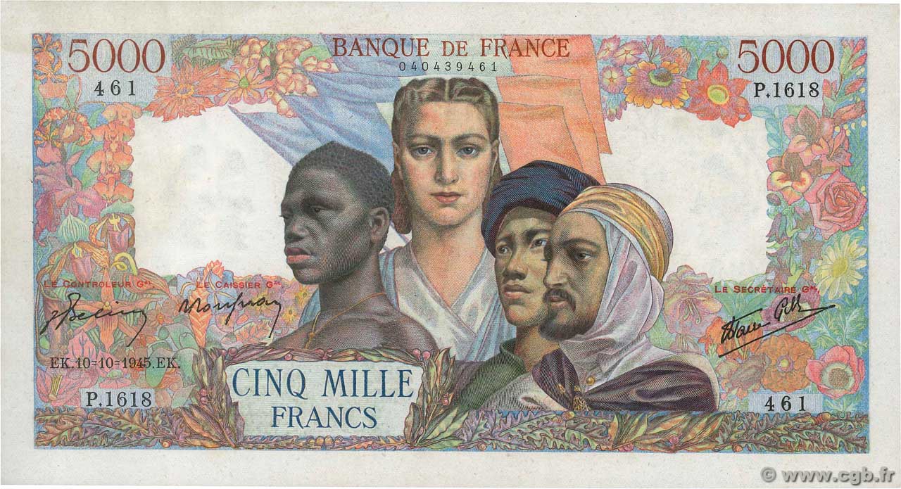 5000 Francs EMPIRE FRANÇAIS FRANCIA  1945 F.47.47 EBC