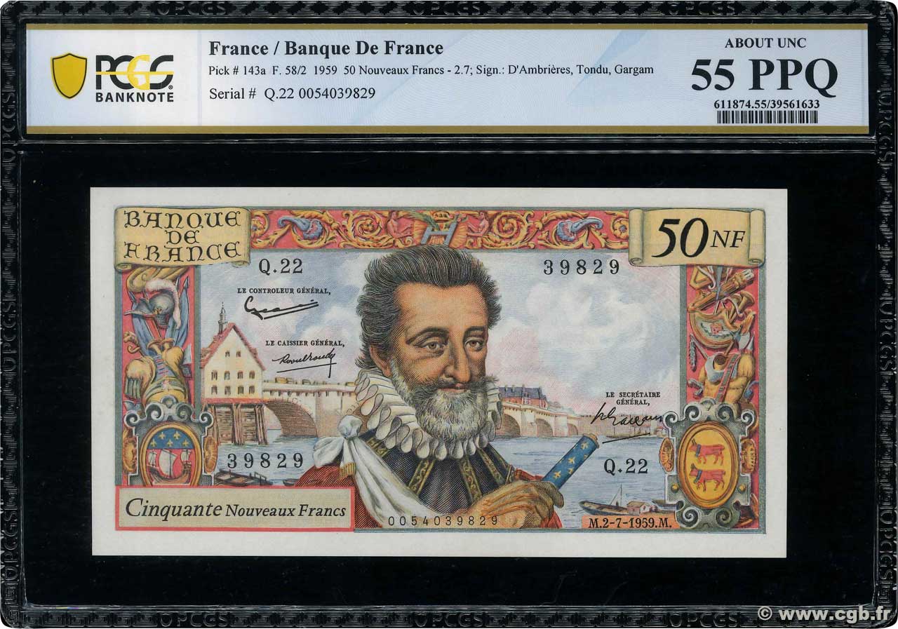 50 Nouveaux Francs HENRI IV FRANCIA  1959 F.58.02 SC