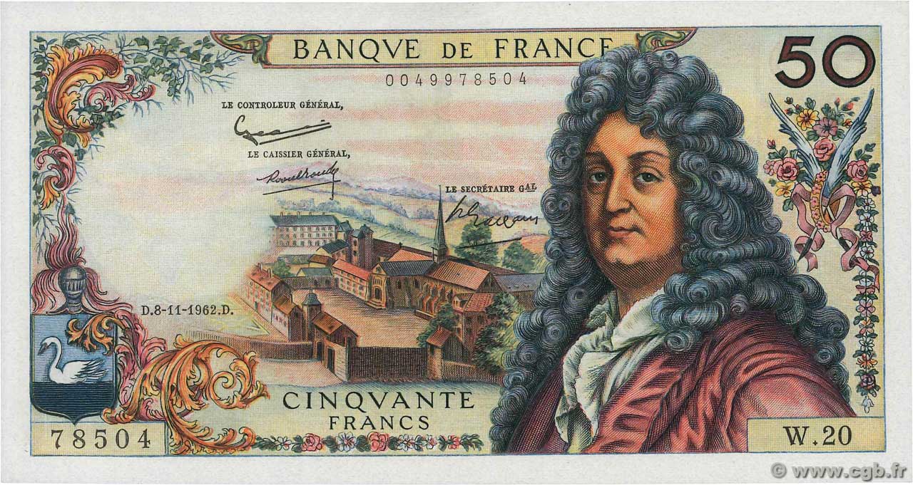 50 Francs RACINE FRANCIA  1962 F.64.02 SC+