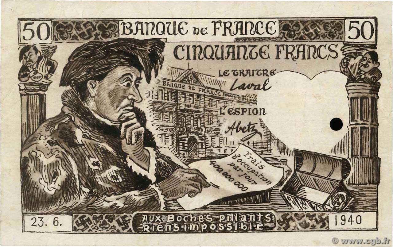 50 Francs FRANCE Regionalismus und verschiedenen  1941 (F.19) SS