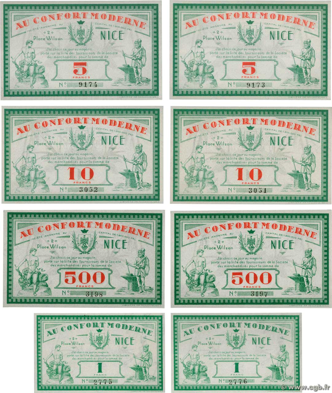 1 à 500 Francs Lot FRANCE regionalismo e varie Nice 1930  FDC