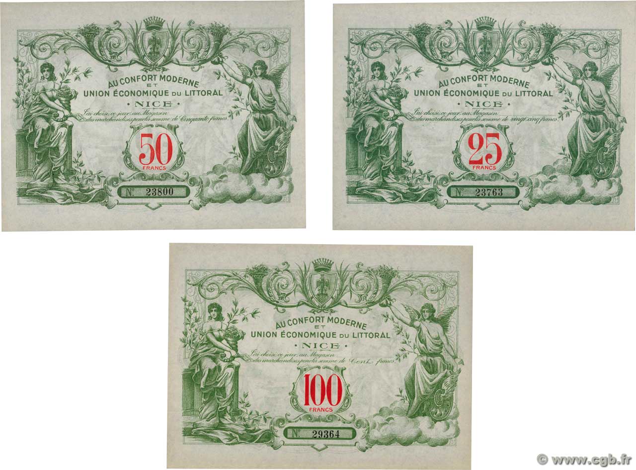25, 50 et 100 Francs Lot FRANCE regionalismo e varie Nice 1930  FDC