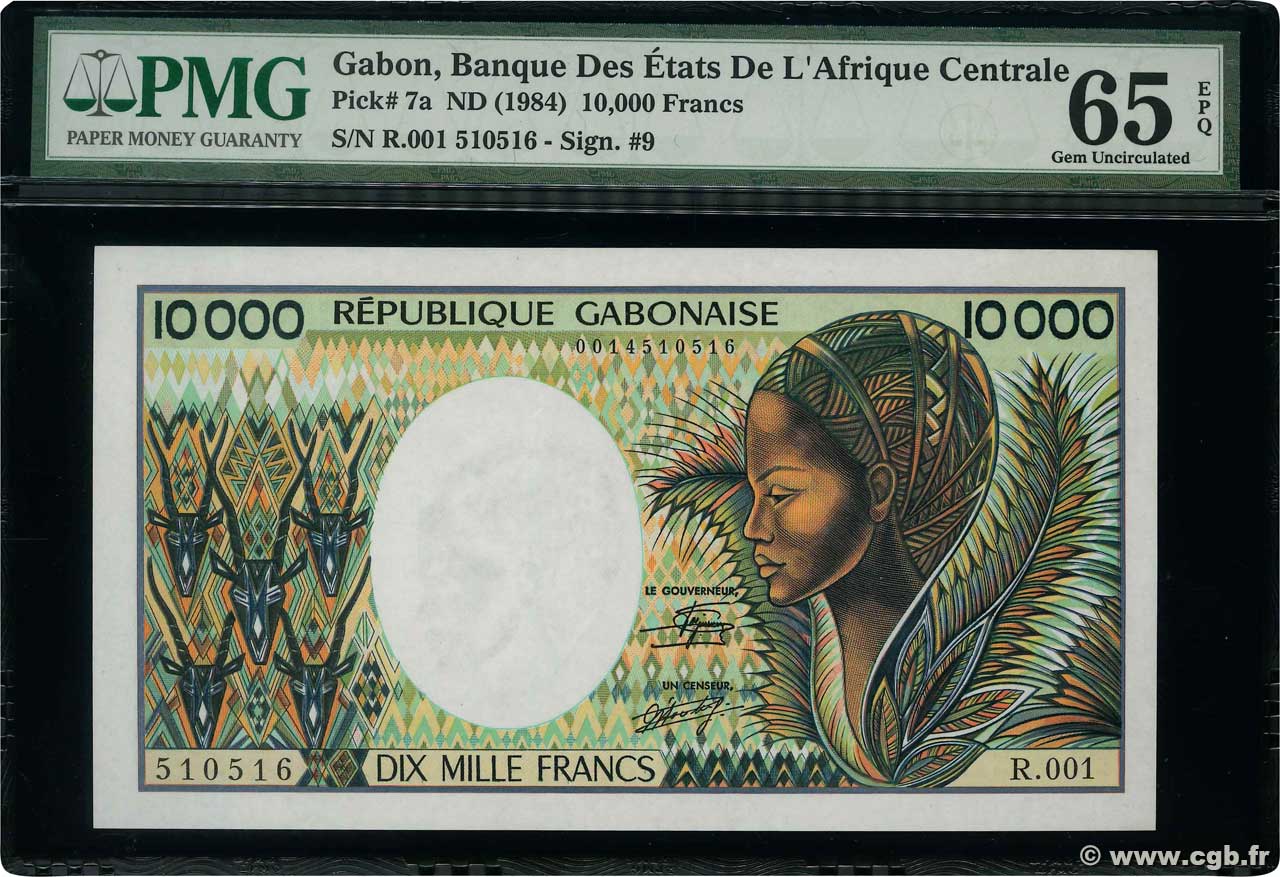 10000 Francs GABON  1984 P.07a UNC