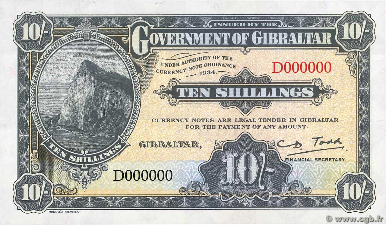 10 Shillings Spécimen GIBRALTAR  2018 P.New s ST
