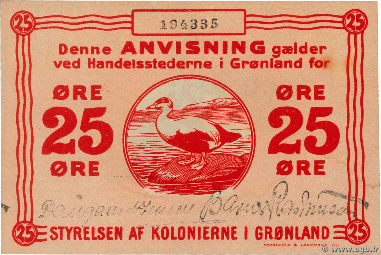 25 Ore GREENLAND  1913 P.11c AU