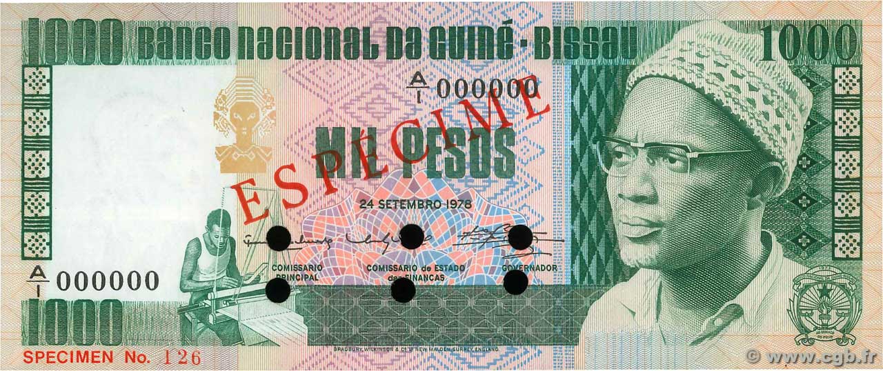 1000 Pesos Spécimen GUINÉE BISSAU  1975 P.08s NEUF