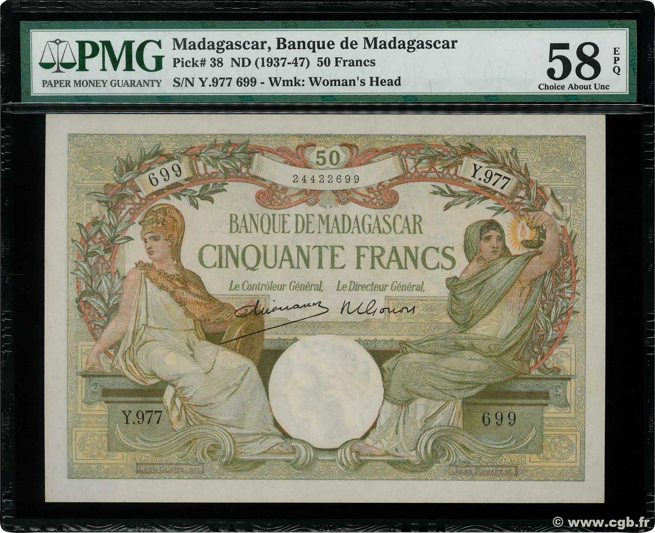 50 Francs MADAGASCAR  1948 P.038 AU