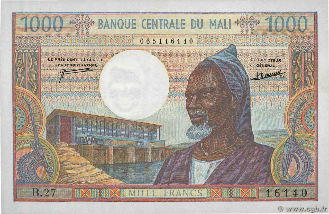 1000 Francs MALI  1973 P.13d q.FDC