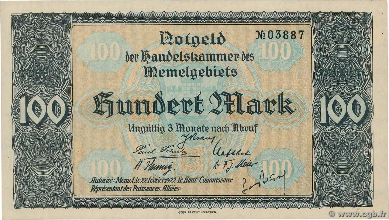 100 Mark MEMEL  1922 P.09 SC+