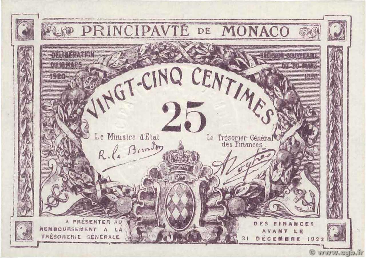 25 Centimes MONACO  1920 P.02a NEUF