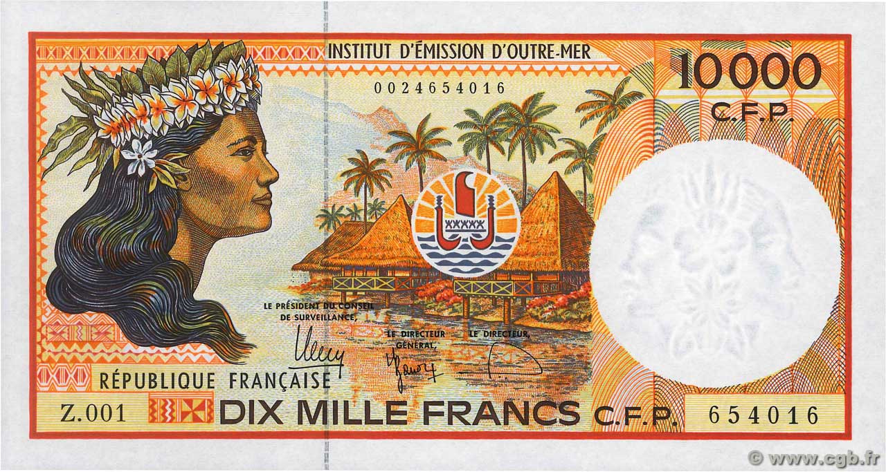 10000 Francs FRENCH PACIFIC TERRITORIES  2010 P.04g UNC