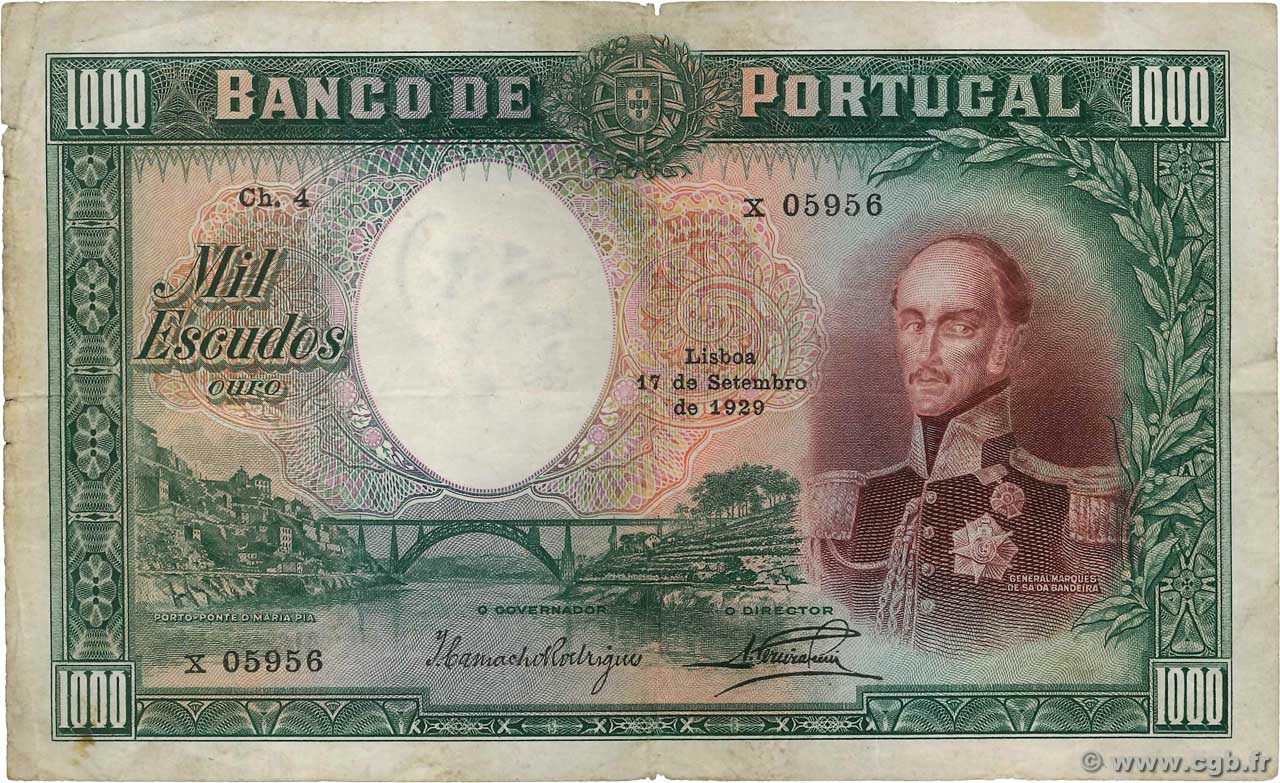 1000 Escudos PORTUGAL  1929 P.145 TB