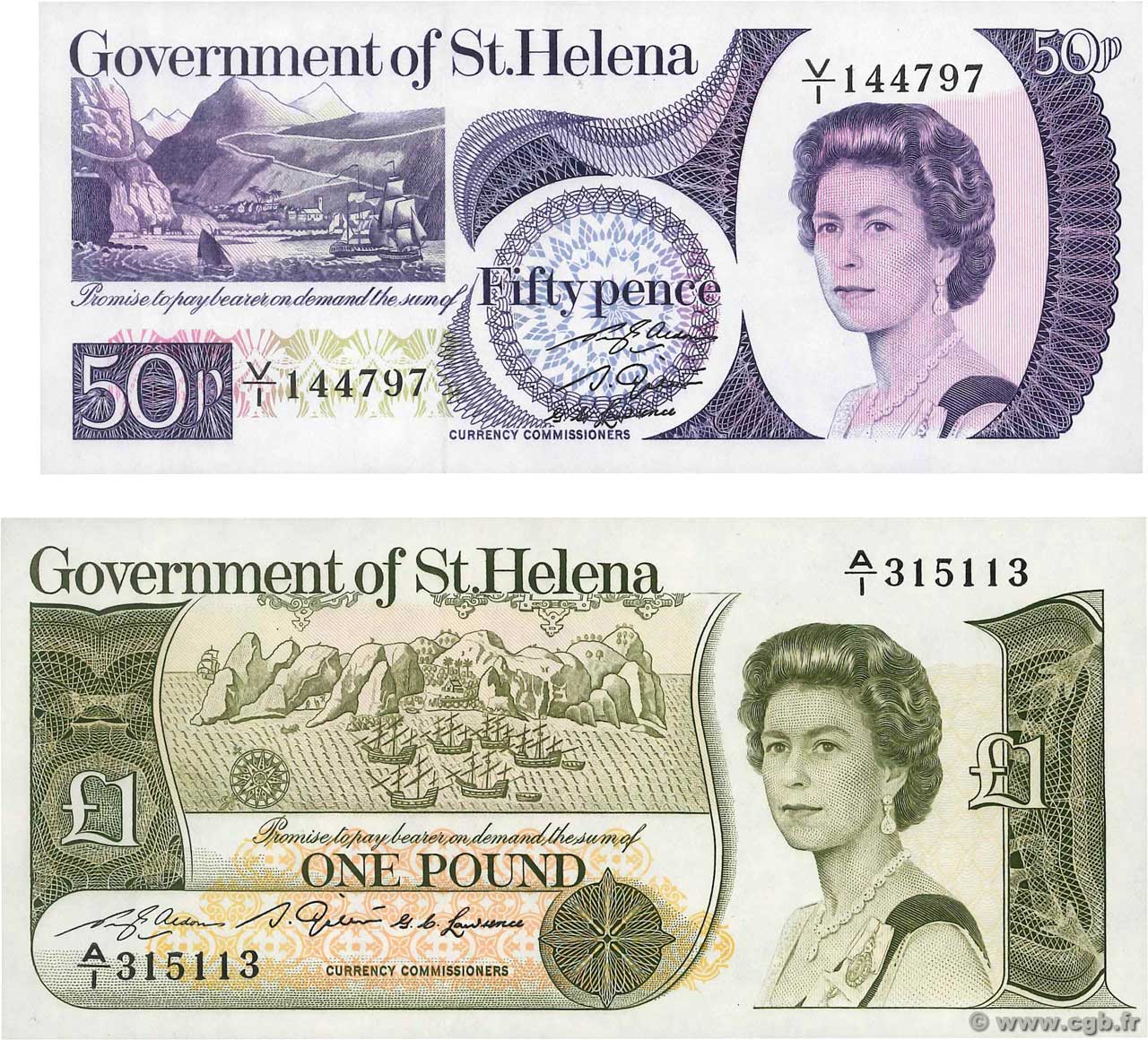 50 Pence et 1 Pound Lot SANT ELENA  1979 P.05a et P.09a FDC