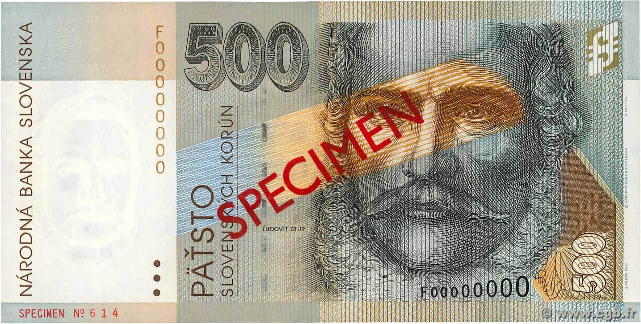 500 Korun Spécimen SLOVAKIA  1996 P.27as UNC