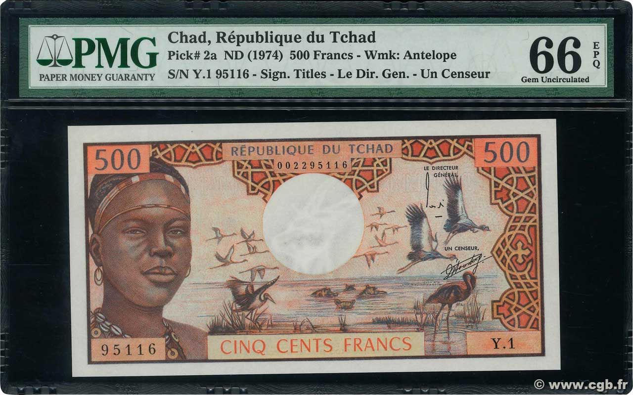 500 Francs CHAD  1974 P.02a FDC