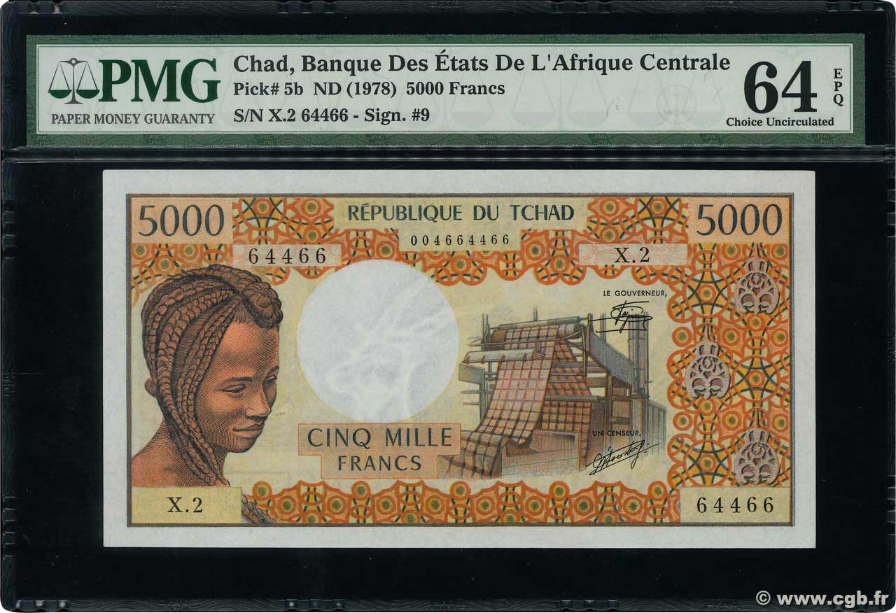 5000 Francs CHAD  1978 P.05b UNC-