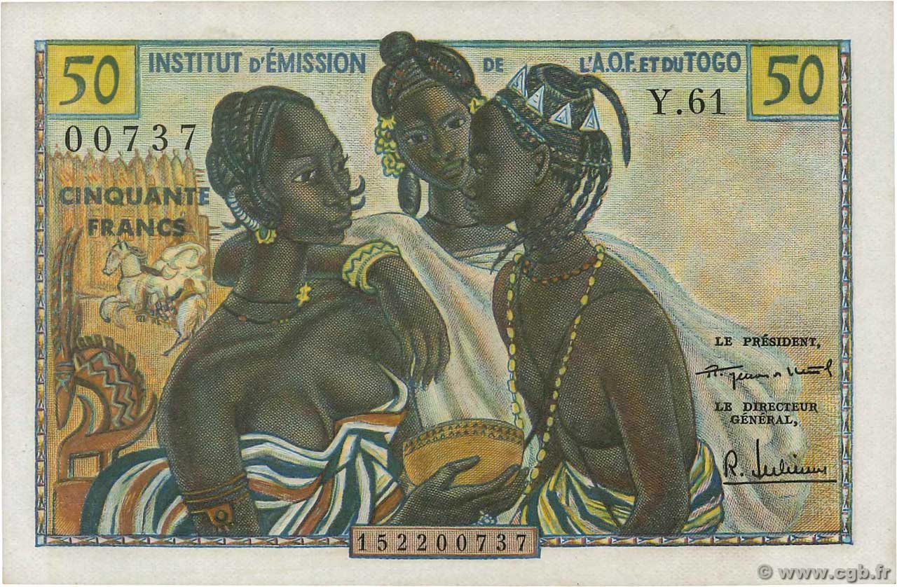 50 Francs FRENCH WEST AFRICA  1956 P.45 SC