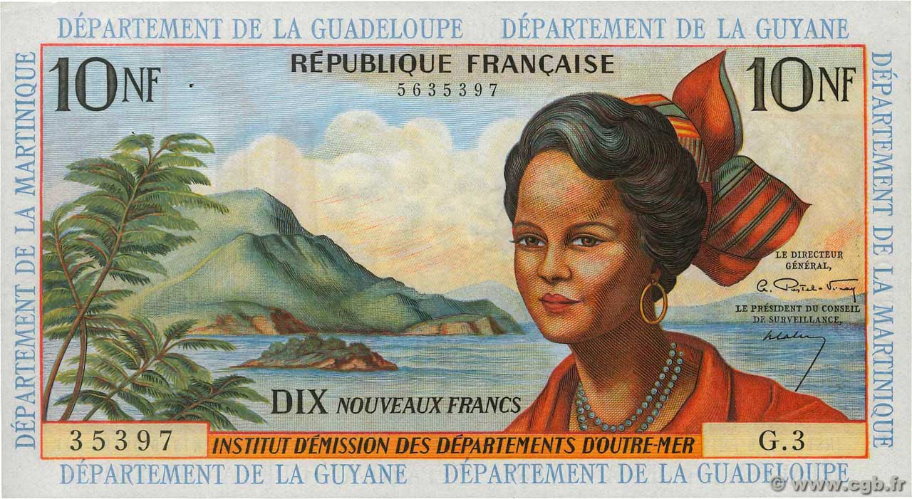 10 Nouveaux Francs FRENCH ANTILLES  1962 P.05a SPL