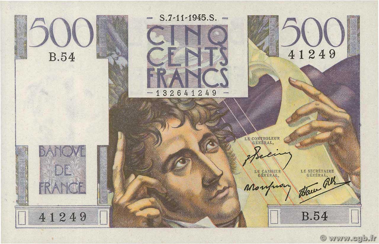 500 Francs CHATEAUBRIAND FRANCIA  1945 F.34.03 FDC