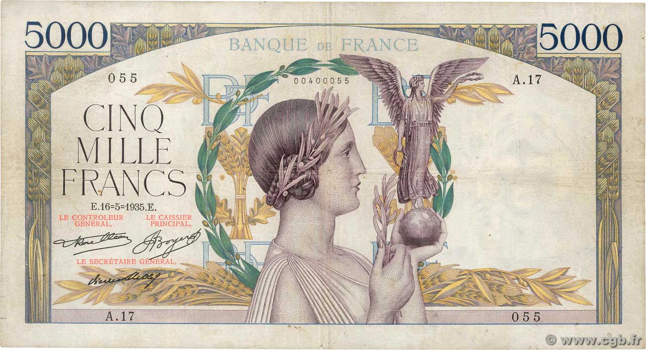 5000 Francs VICTOIRE FRANKREICH  1935 F.44.02 S