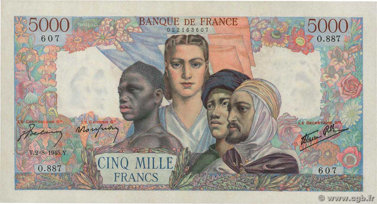 5000 Francs EMPIRE FRANÇAIS FRANCIA  1945 F.47.37 EBC+
