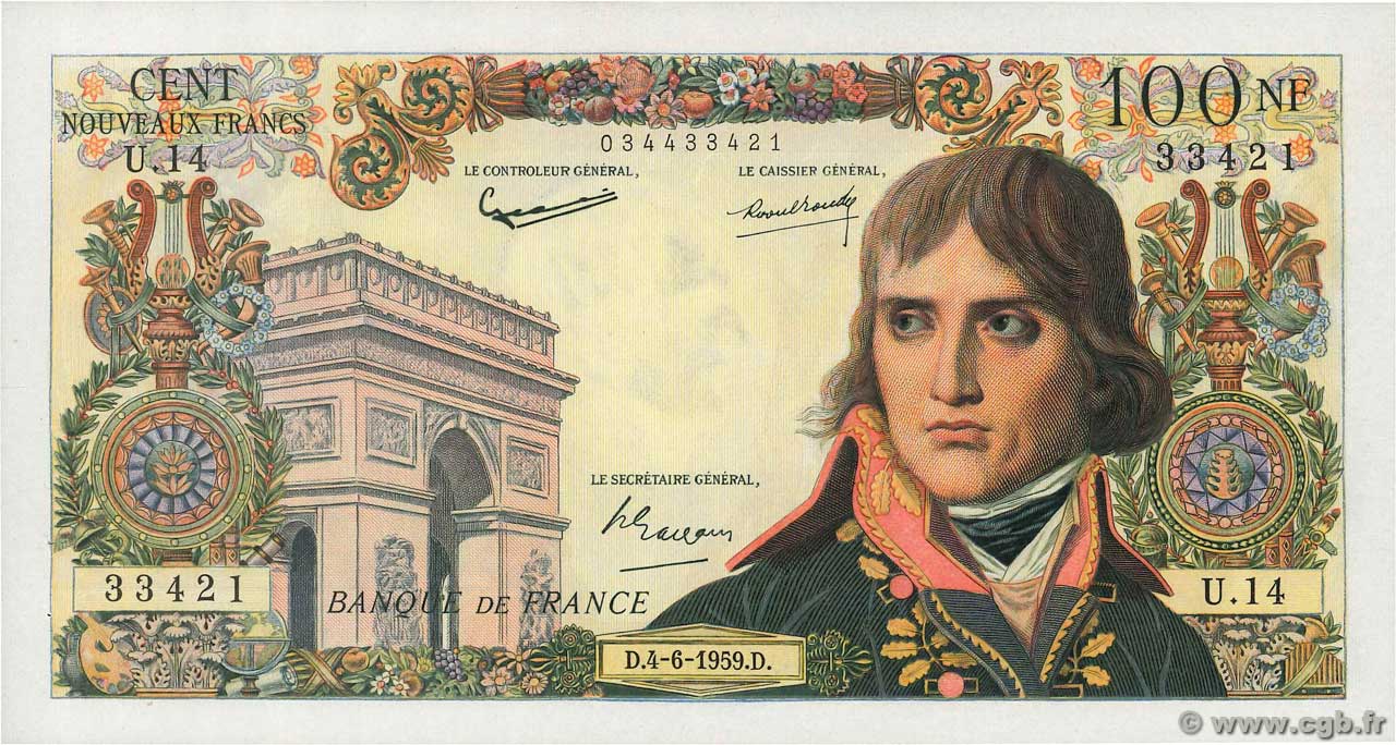 100 Nouveaux Francs BONAPARTE FRANCIA  1959 F.59.02 EBC+